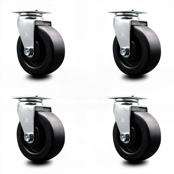 5 Inch Polyolefin Wheel Swivel Caster Set with Ball Bearings SCC